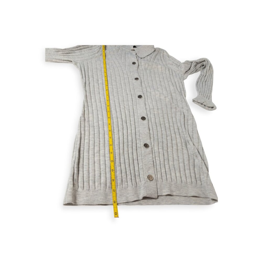 White House Black Market Ribbed Gray Button Up Cardigan Sweater SZ S Cozy - Picture 7 of 9